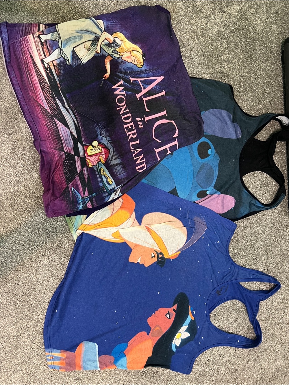 Disney Graphic Tank Tops - Alice, Stitch & Princess Designs - Multicolor